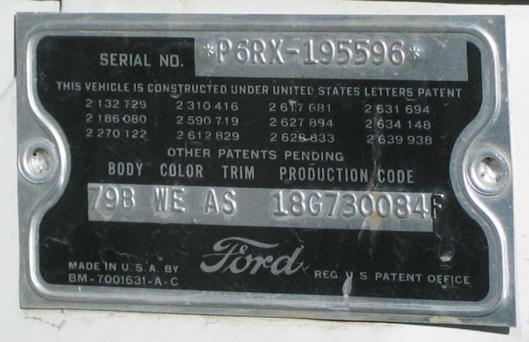 1956 Ford data plate decoder #2